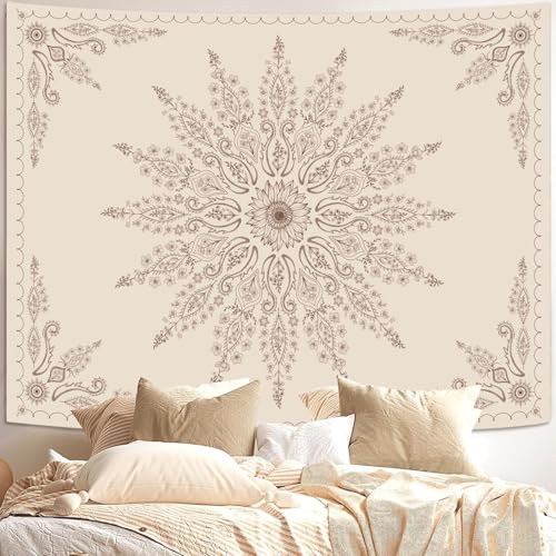 Fowocu Boho Floral Mandala Tapisserie für Schlafzimmer Ästhetischer Bohemian-Blumen-Wandteppich Beige Hippie Indische Kleine Wandteppiche Wandbehang für Wohnzimmer Wohnheim Dekor 152,4 x 111,8 cm Fowocu Boho Floral Mandala Tapisserie für Schlafzimmer Ästhetischer Bohemian-Blumen-Wandteppich Beige Hippie Indische Kleine Wandteppiche Wandbehang für Wohnzimmer Wohnheim Dekor 152,4 x 111,8 cm von Fowocu