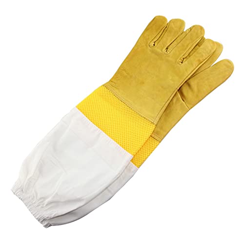 Fowybe 1 Paar Bienenzucht-Imkerhandschuhe | Imkerhandschuhe aus Leder,Strapazierfähige Lederhandschuhe mit elastischen Bündchen, weiche Imkerschutzhandschuhe, Imkereibedarf von Fowybe