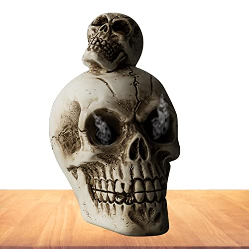 Fowybe Halloween Deko Totenkopf aus Kunstharz - Kunstharz-Schädelkopf-Statue | Mumie Skelett Räucherstäbchenhalter, Halloween Dekoration Statue Skulptur von Fowybe