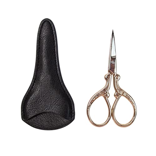 Fowybe Schneiderschere für Stoff, Vintage Reiseschere mit Lederbezug, Scharfe Stickschere mit Lederbezug von Fowybe