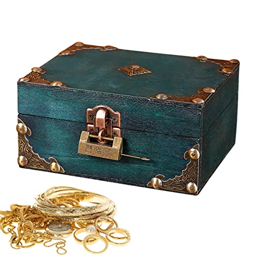 Fowybe Vintage Holzkiste für Schmuck | Aufbewahrungsbox für Schmuck aus Holz - Vintage Aufbewahrungsboxen mit Schlössern, Schmuck-Organizer, Schatzkisten, Heimdekoration von Fowybe