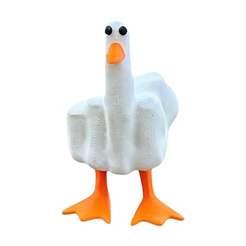 Funny Cute Finger Duck Statue, Mittelfinger Duck You Sculpture, Resin Cute Finger Duck Crafts Home Ornaments von Fowybe