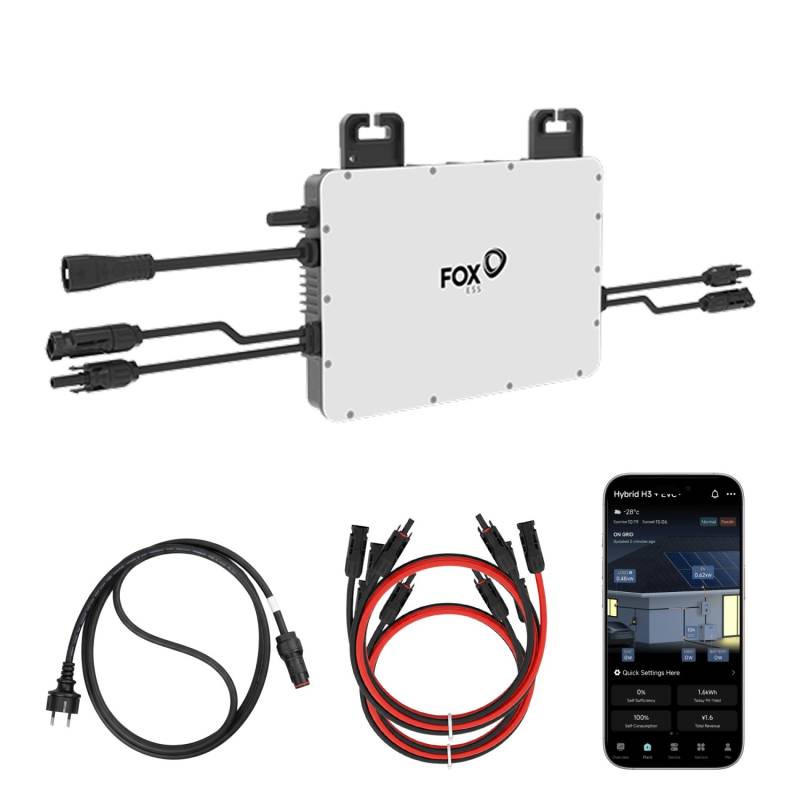 FOX ESS Mikro-Wechselrichter 800 W M1-800-E für Balkonkraftwerk 2 MPPT mit WIFI inkl. 5 m Anschlusskabel & 4x 1 m Solar-Verlängerungen Micro Inverter FOX ESS Mikro-Wechselrichter 800 W M1-800-E für Balkonkraftwerk 2 MPPT mit WIFI inkl. 5 m Anschlusskabel & 4x 1 m Solar-Verlängerungen Micro Inverter von Fox Ess
