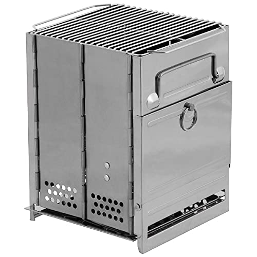Raketenofen Campingofen mit Rost - faltbar- aus Edelstahl ca. 27 x 20 x 20 cm von Fox Outdoor