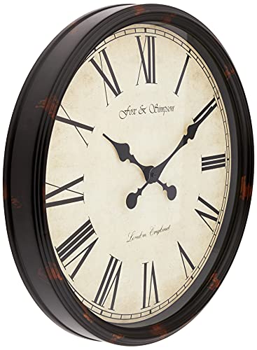 Fox and Simpson Grand Central Station Wanduhr, extra groß, 50 cm, cremefarben (Schwarz) von Fox and Simpson