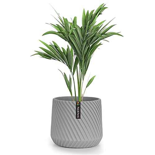 Fox&Fern Übertopf S mit 3D Riffelung - Blumentopf inkl. Wasserabfluss - Blumentopf hoch 18cm - Übertöpfe für Zimmerpflanzen - Blumentopf 21cm Durchmesser - Moderne Pflanzentöpfe - Blumentopf grau von Fox & Fern