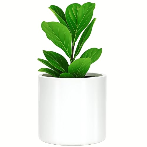 Fox&Fern Übertopf M - Blumentopf Gross inkl. Wasserabfluss - Blumentopf hoch 24cm - Übertöpfe für Zimmerpflanzen - Blumentopf 25cm Durchmesser - Pflanzentöpfe groß - Plant Pot - Blumentopf weiß von Fox & Fern
