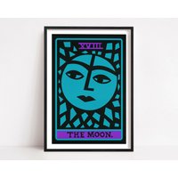 Der Mond Tarot Print Blaue Major Arcana Wandkunst von FoxAndVelvet