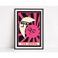The Lovers Tarot Print Rosa Sonne Und Mond Poster von FoxAndVelvet