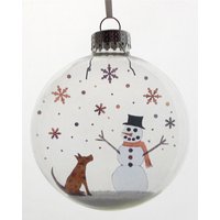 Welpe Und Schneemann-Weihnachtsfeiertags-Verzierung von FoxfireCraftsGA