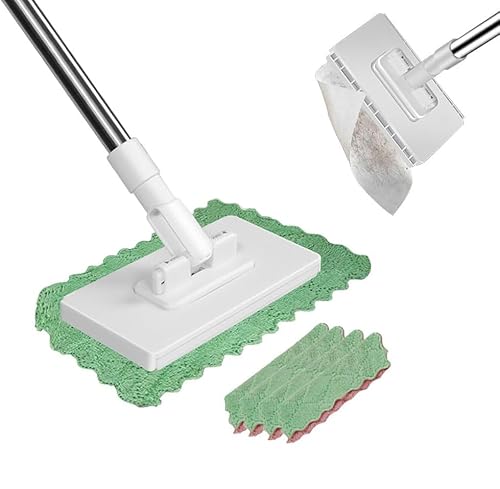 2025 New Pressing Cloth Mop, Mit Druck-Klemm-System, Kein Händewaschen, EIN Knopfdruck zum Wechseln, Automatisches Klemmtuch, 360° Duo-Gelenk, Mit wiederverwendbaren Mikrofasertüchern (A) von Foxmars
