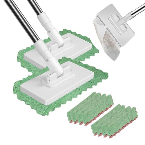 2025 New Pressing Cloth Mop, Mit Druck-Klemm-System, Kein Händewaschen, EIN Knopfdruck zum Wechseln, Automatisches Klemmtuch, 360° Duo-Gelenk, Mit wiederverwendbaren Mikrofasertüchern (B) von Foxmars