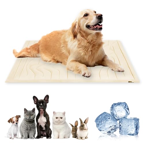 Foxmars Haustier-Kühlmatte, 2025 Upgraded Extra große Dicke Kühlmatte, waschbar & tragbar Haustier weiches Pad für innen oder außen für Hund & Katze (Beige, L) von Foxmars