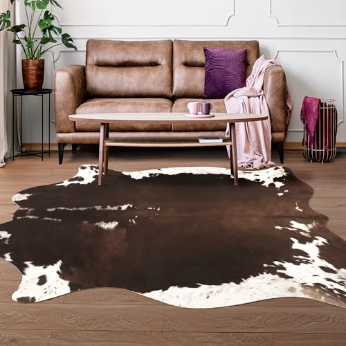 Foxmas Kuhfell-Teppich, 12 x 150 cm, künstlicher Kuh-Teppich für Wohnzimmer, Schlafzimmer, großer Kuhdruck, Teppich mit Tierdruck, für Western-Heimdekoration, waschbarer und luxuriöser Kuhfell-Teppich von Foxmas