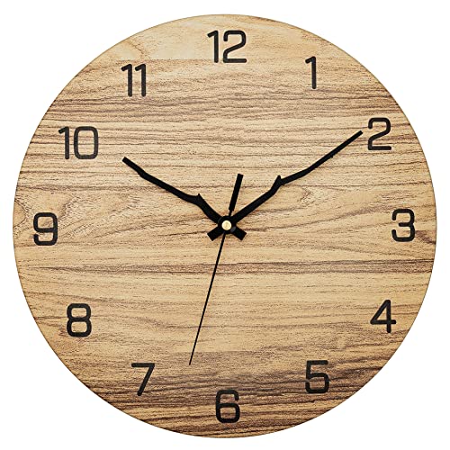 Foxtop Wanduhr Modern Ohne Tickgeräusche Holzoptik Deko Uhr für Wohnzimmer, Schlafzimmer, Küche, Zuhause, Büro, Gold Metall Rahmen, 30 cm von Foxtop