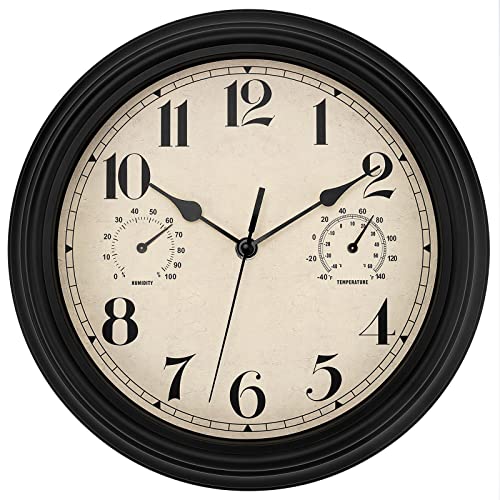 Foxtop Wanduhr Outdoor Wetterfest Gartenuhr Uhr für Draußen Wetterfest mit Thermometer und Hygrometer Gartenuhr Wanduhr Ohne Tickgeräusche Lautlos Retro 30cm Foxtop Wanduhr Outdoor Wetterfest Gartenuhr Uhr für Draußen Wetterfest mit Thermometer und Hygrometer Gartenuhr Wanduhr Ohne Tickgeräusche Lautlos Retro 30cm von Foxtop