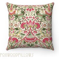 Blumenkissen, Lodden, Arts & Crafts Bewegung, Handwerkerdekor, Lodden Rose Und Thymian, V2 von Foxwoodpillows