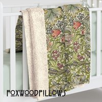 Handwerker Überwurf, Natur Blumen Überwurf Decke, Sherpa, Goldene Lilie, William Morris Kunst Und Handwerk, Sherpa Fleece Decke von Foxwoodpillows