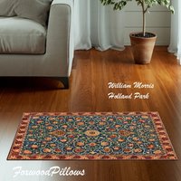 Handwerkerteppich, Eingangsteppich, Holland Park, William Morris, Kunsthandwerksbewegung, Blumenteppich von Foxwoodpillows