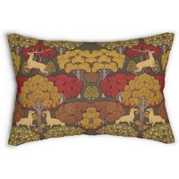 Hirschkissen, Waldkissen, Mp Verneuil, Natur-Lendenkissen, Kunst - Und Handwerksbewegung, Handwerkerkissen, Herbstdekor von Foxwoodpillows