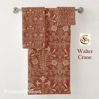 Rote Badehandtücher, Crimson Handtuch Set, Lilien, Primel, Waschtuch, Handtuch, Walter Kranich Badezimmer, Handwerker Dekor, Stickley Home von Foxwoodpillows