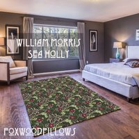 William Morris Teppich, Sea Holly, Rote Blume, Kunst Und Handwerk Bewegung, Mission Decor, Handwerker Chenille Teppich von Foxwoodpillows