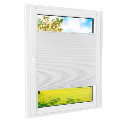Plissee Klemmfix [Weiß, 55x140 cm] Verdunkelung für Fenster ohne Bohren, Faltrollo mit einfacher Montage/Bietet optimalen Lichtschutz und Privatsphäre, idealer Sonnenschutz für jedes Fenster von Foxx
