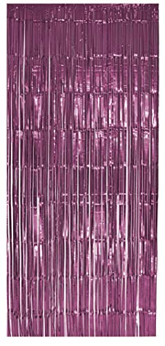Foxxeo Selbstklebender Lametta Vorhang in Rose Größe 91 x 244 cm Metallfolie Goldfolie Streifenvorhang Fensterdekoration Tür Farbe Rose von Foxxeo