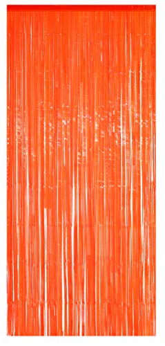 Selbstklebender Lametta Vorhang in orange Größe 91 x 244 cm Perfekt als Party Deko Fenstervorhang Foto Hintergrund Glitzer Vorhänge Farbe Orange von Foxxeo