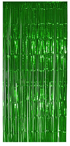 selbstklebender Lametta Vorhang in hellgrün Größe 91 x 244 cm Party Deko Fenstervorhang Foto Hintergrund glitzer Vorhänge Metallfolie Goldfolie Streifenvorhang Fensterdekoration Tür Farbe Hellgrün von Foxxeo