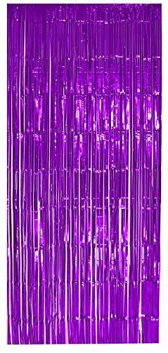 selbstklebender Lametta Vorhang in lila Größe 91 x 244 cm Perfekt als Party Deko Fenstervorhang Foto Hintergrund glitzer Vorhänge Metallfolie Goldfolie Streifenvorhang Fensterdekoration Tür Farbe Lila von Foxxeo