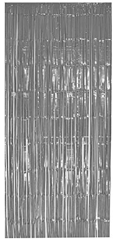 Foxxeo Selbstklebender Lametta Vorhang in Silber Größe 91 x 244 cm Farbe Silber von Foxxeo