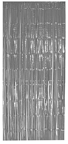 Foxxeo Selbstklebender Lametta Vorhang in Silber Größe 91 x 244 cm Farbe Silber von Foxxeo