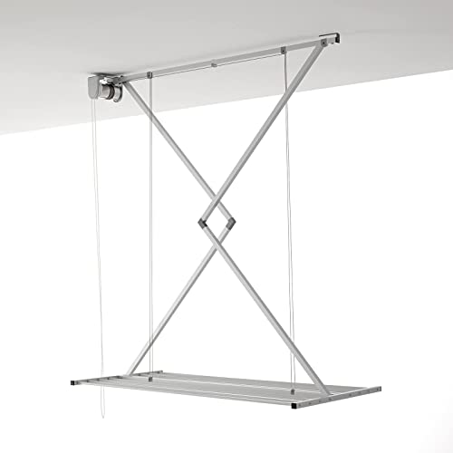 Foxydry Mini, Decke-Wäscheständer, vertikaler Wäscheständer, zusammenklappbar in Aluminium und Stahl 152x54x25 cm (Grau, 150) von Foxydry