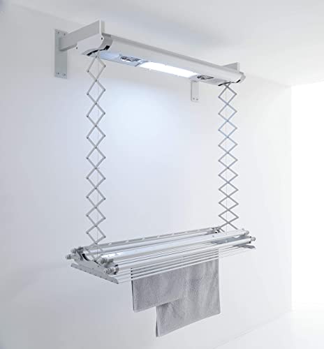 Foxydry Air, Elektrischer Wäscheständer für Wand und Decke mit Ventilator und Fernbedienung, aus Aluminium und Stahl (120 Wand) von Foxydry
