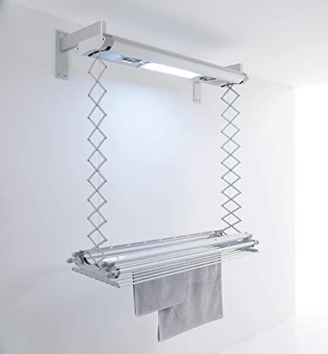 Foxydry Air, Elektrischer Wäscheständer für Wand und Decke mit Ventilator und Fernbedienung, aus Aluminium und Stahl (150 Wand) von Foxydry