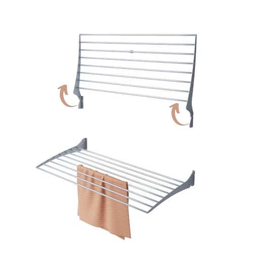 Foxydry Fold Wäscheständer für die Wand, vertikaler Wäscheständer für den Innen- und Außenbereich aus Aluminium und Stahl (1x 100 cm, Grau (Grey)) von Foxydry