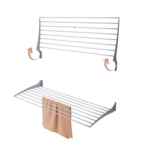 Foxydry Fold Wäscheständer für die Wand, vertikaler Wäscheständer für den Innen- und Außenbereich aus Aluminium und Stahl (1x 116 cm, Grau (Grey)) von Foxydry