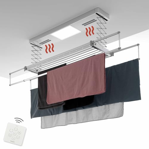 foxydry Pro Heizdecke Wäscheständer Wäscheständer mit Fernbedienung mit Warmbelüftung aus Aluminium und Stahl für Bettwäsche 122 x 52 x 30 cm (120) von Foxydry