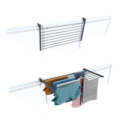 foxydry Wäscheständer für Balkon, klappbar, für Außengeländer, strapazierfähig, aus Edelstahl und Aluminium, Duo, für Terrassen, Balkone und Geländer, Länge 102 cm (Anthrazit, 102 cm) von Foxydry