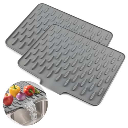 Foydream Abtropfmatte Geschirr, 2 Stück Abtropfschale 40x32.5cm,Hitzebeständige,Rutschfeste Barmatte aus Silikon als Spülmatte und Abtropfunterlage für die Spüle im Tischset und Küchen Spüle,Grau Foydream Abtropfmatte Geschirr, 2 Stück Abtropfschale 40x32.5cm,Hitzebeständige,Rutschfeste Barmatte aus Silikon als Spülmatte und Abtropfunterlage für die Spüle im Tischset und Küchen Spüle,Grau von Foydream