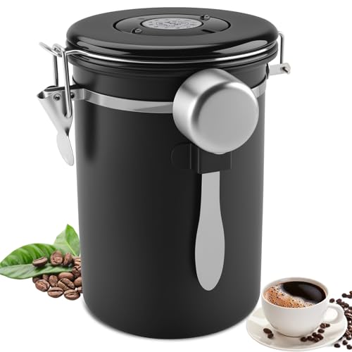 Foydream Kaffeedose Luftdicht, 1,8L Kaffeebohnen Behälter 304 Edelstahl mit Datumsverfolgung und Messlöffel für Mahl, Bohnen, Tee, Mehl, Getreide und Zucker Foydream Kaffeedose Luftdicht, 1,8L Kaffeebohnen Behälter 304 Edelstahl mit Datumsverfolgung und Messlöffel für Mahl, Bohnen, Tee, Mehl, Getreide und Zucker von Foydream
