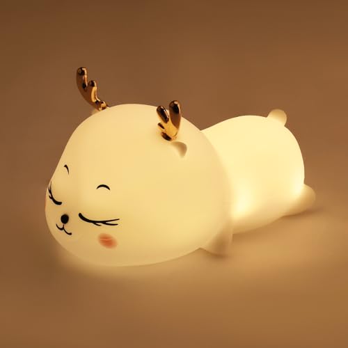 Foydream Silikon Nachtlicht Kinder, 4 Stufige Helligkeitseinstellung LED Hirsch Nachtlicht, USB Wiederaufladbar und Timing Funktion Touch Stilllicht für Kinderzimmer Kleinkind Baby Weihnachtsgeschenke Foydream Silikon Nachtlicht Kinder, 4 Stufige Helligkeitseinstellung LED Hirsch Nachtlicht, USB Wiederaufladbar und Timing Funktion Touch Stilllicht für Kinderzimmer Kleinkind Baby Weihnachtsgeschenke von Foydream