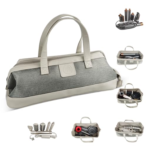 Foyer Nuage Reise-Haartrocknertasche für Dyson Supersonic, tragbare wasserdichte Aufbewahrungstasche für Dyson Airwrap, Haarwerkzeug-Tasche für Shark Flexstyle (Hellgrau) von Foyer Nuage