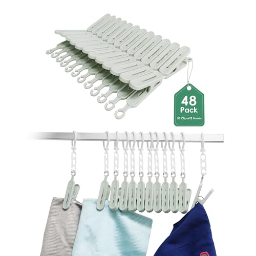 Foyer Nuage Wäscheklammern aus Kunststoff, 36 Stück mit 12 Haken, winddichte Wäscheklammern für Wäscheleine, Beuteldichtungsclips von Foyer Nuage