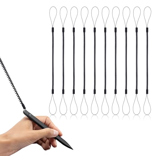 10 StüCk Einziehbare Stylus Stift Lanyards,Spiralfederbänder für Touch-Pens,Ausweishalter,Visitenkartenhalter,Spiralfederleine zum Befestigen des Stifts am Touchscreen (schwarz) von Foyods