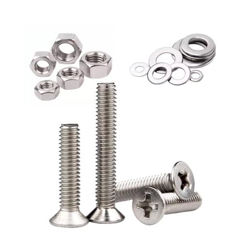 Foyoram #6-32x3/16 UNC Senkschrauben mit Kreuzschlitz Edelstahl 50 Stück kombischrauben Gewinde 6#-32 UNC Maschinenschrauben mit Kreuzschlitz Flache Scheibe Muttern ANSI/ASME B18.6.3 (#6-32 x 3/16") von Foyoram