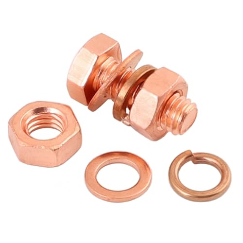Foyoram M10x60mm Kupfer Sechskantschraube Flache Scheibe Federringe Muttern Kombischraube Kombibolzen för Elektriska Lågspänningsinstallationer (M10 x 60 mm) von Foyoram