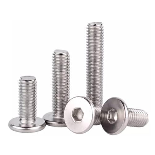 Foyoram M5x10mm Waferkopfschrauben mit Innensechskant 30 stück Edelstahl Flachkopfschraube mit Innensechskant Großem Kopf Maschinenschrauben (M5 x 10 mm) von Foyoram
