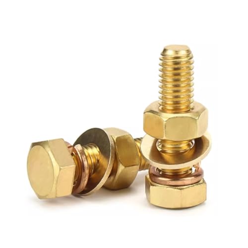 Foyoram M3x25mm Messing Sechskantschraube Flache Scheibe Federringe Muttern Kombischraube Kombibolzen (M3 40-sets,M3 x 25 mm) von Foyoram
